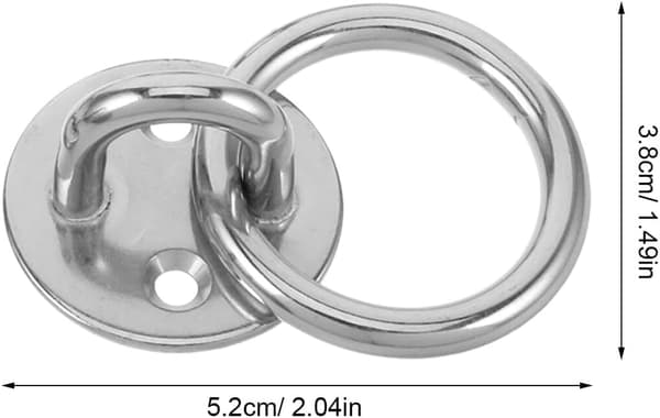 4 stk. 6 mm 304 rustfrit stål loftmonterede øjeplader med skruer