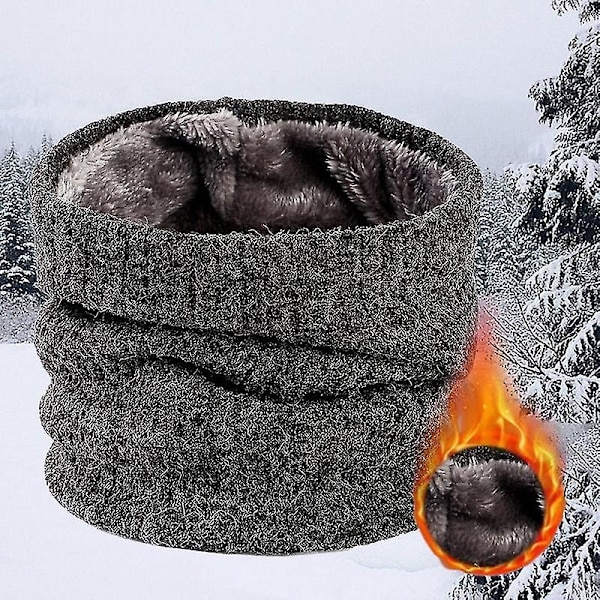 Vinterhalsduk för Män Fleece Ring Bandana Stickad Varm Solid Halsduk Kvinnor Halsvärmare B13-solid