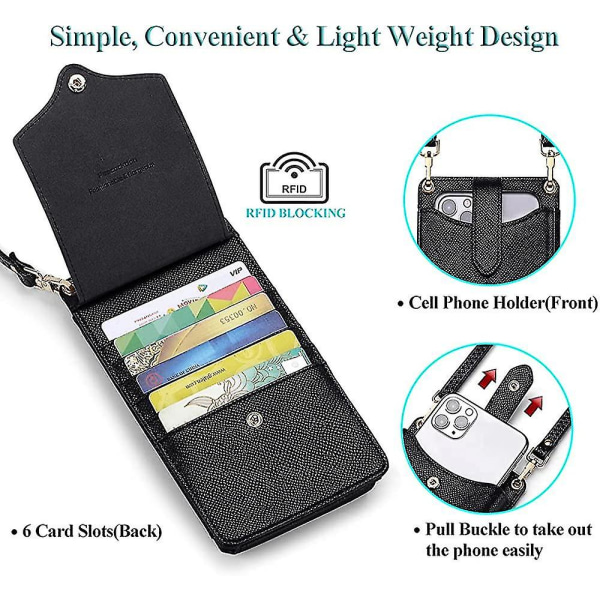 Liten crossbody mobiltelefonveske for kvinner, lett mini skulderveske lommebok