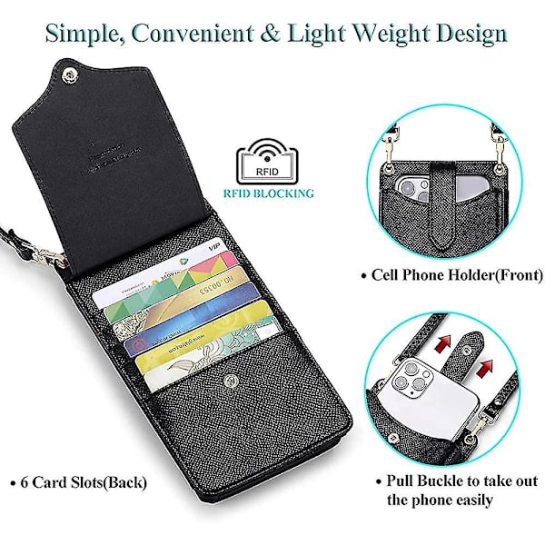 Liten Crossbody Mobiltelefonveske For Kvinner, Lett Mini Skulderveske Lommebok