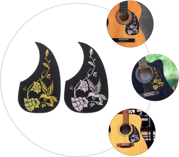 2st Plast Gitarr Scratch Plate Gitarr Skyddsplatta med Dekorativa Mönster Slät Yta Lätt att Bära