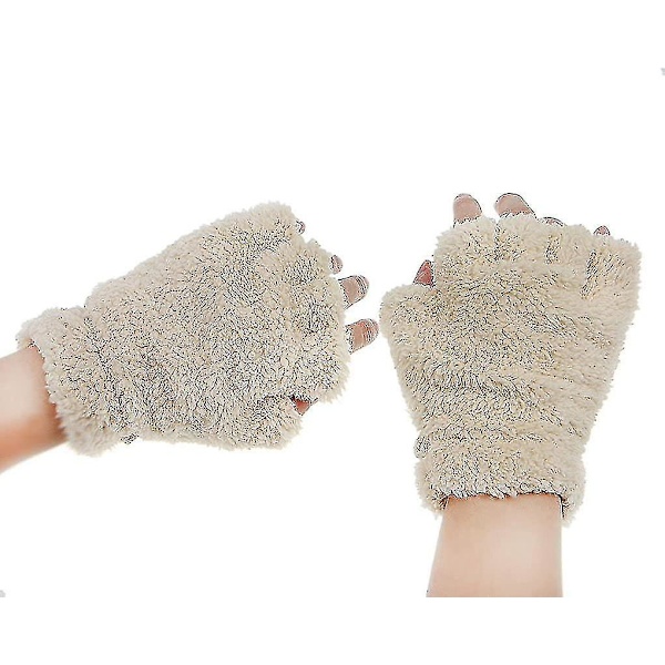 Katteklo-Håndvarmere Fingerløse Kunstpels Bløde Handsker Vintervarme Halvfinger Handsker Søde Katteklo Cosplay Handsker Fuzzy Bløde Handsker Til Kvinder Piger