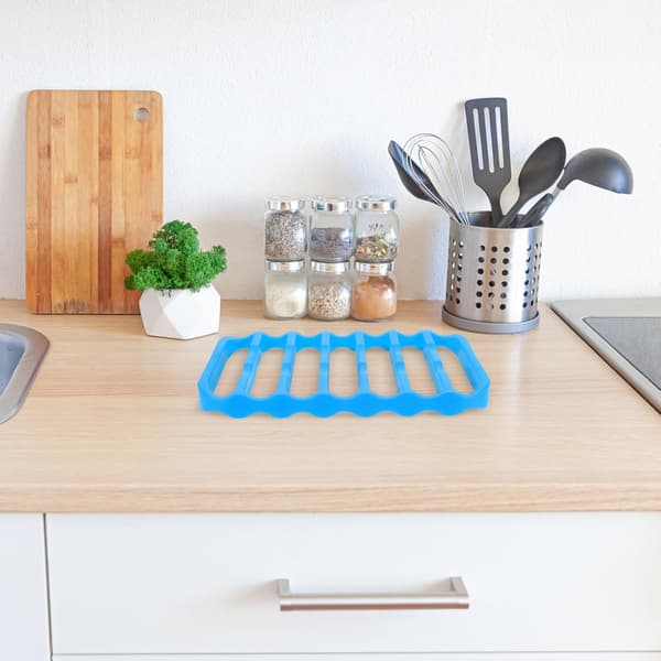 Silikonstativ for steking, non-stick avkjølingsrist, varmeisolerende blå sikker silikonmatte