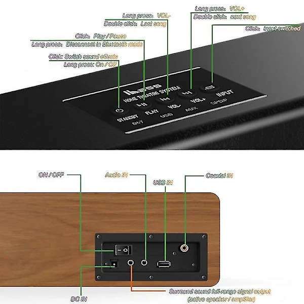 80W Hjemmebio Portable Bluetooth Højttaler Soundbar