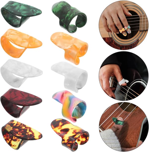 10 st gitarrfingerplektrum platta tumplektrum celluloid PE-material bekväm passform ergonomisk design
