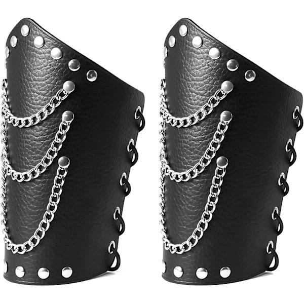Falskt Läderhandske för Män Kvinnor Bred Manschett Armband Armbrytare Armrustning