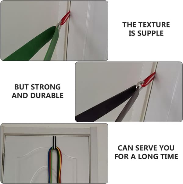 5st Färgglada Dragrep Dörrspänne Stretchband Set, Mångsidig Träningsutrustning