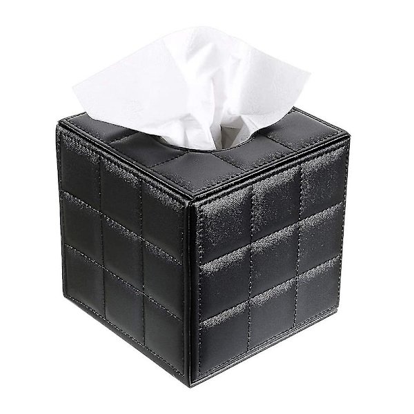 Moderni neliömäinen metallipaperinen nenäliinapidikotelo PU-nahasta Black