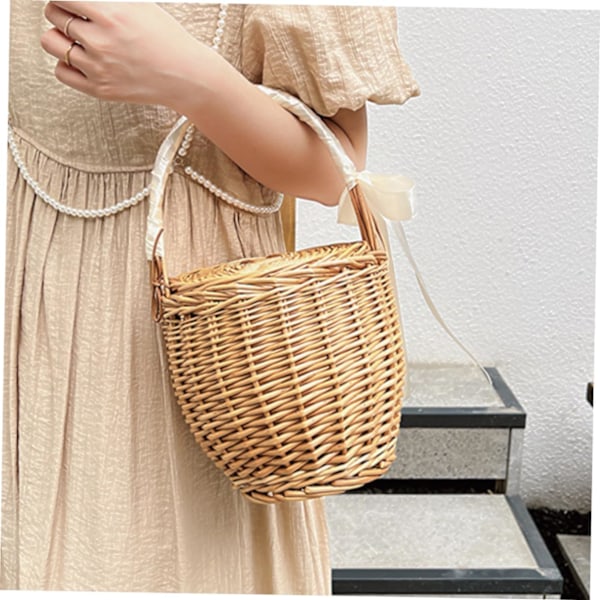Fransk Stil Vävd Korg Picknickkorg Ic Handhållen Korgförvaring för Kök
