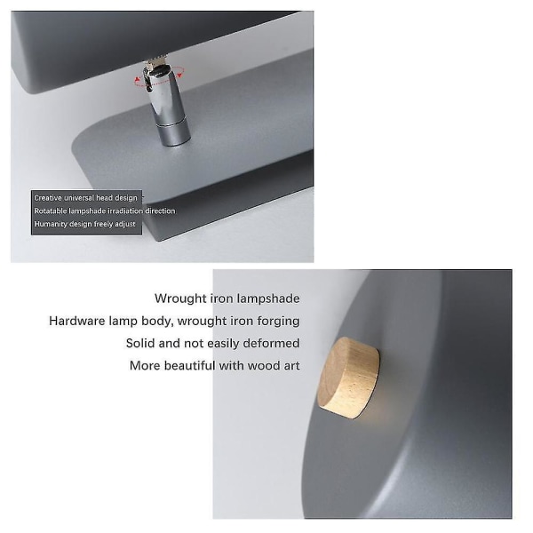 Macaron Vägglampa E27 Rotationsbar Grå Med Glödlampa