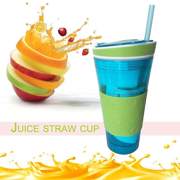 2-i-1 Milkshake- och Fruktjuicemixerflaska med Sugrör