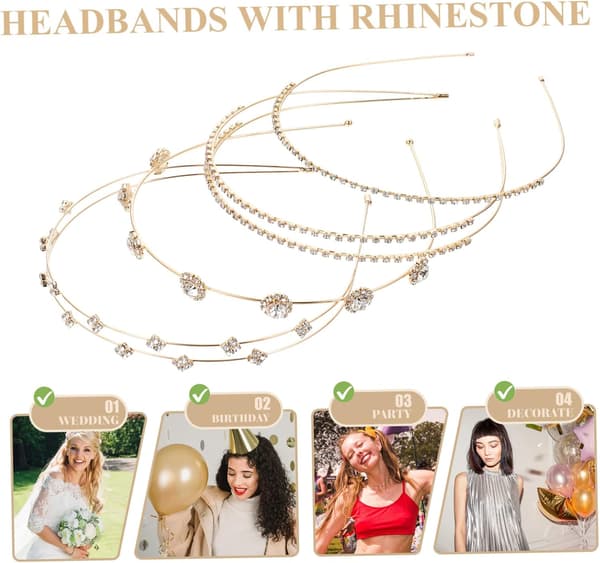 4st Rhinestone Hårband för Kvinnor Eleganta Brudhåraccessoarer Lämpliga