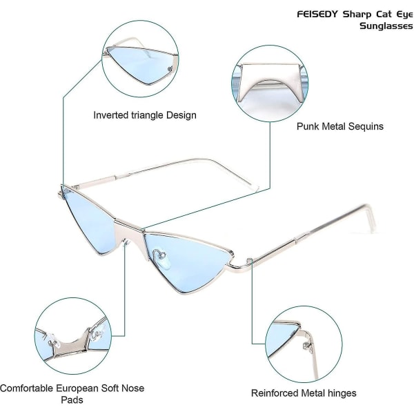 Pienet kissansilmäaurinkolasit naisille Punk Party Metal Rock Candy Color Glasses B2721