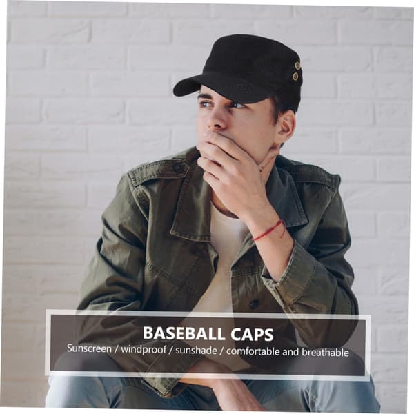 Mode Udendørs Solhat til Mænd Fladtop Baseballkasket til Fiskeri og Løbeaktiviteter Sort