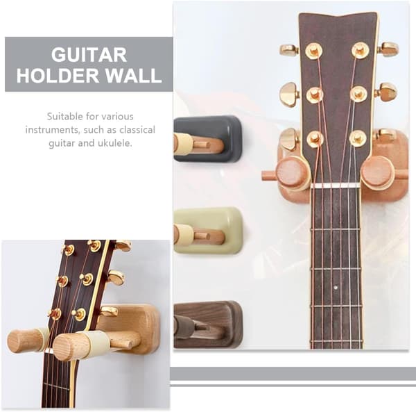 Väggfäste för akustisk och klassisk gitarr, krok i massivt bokträ, gitarrvägghängare