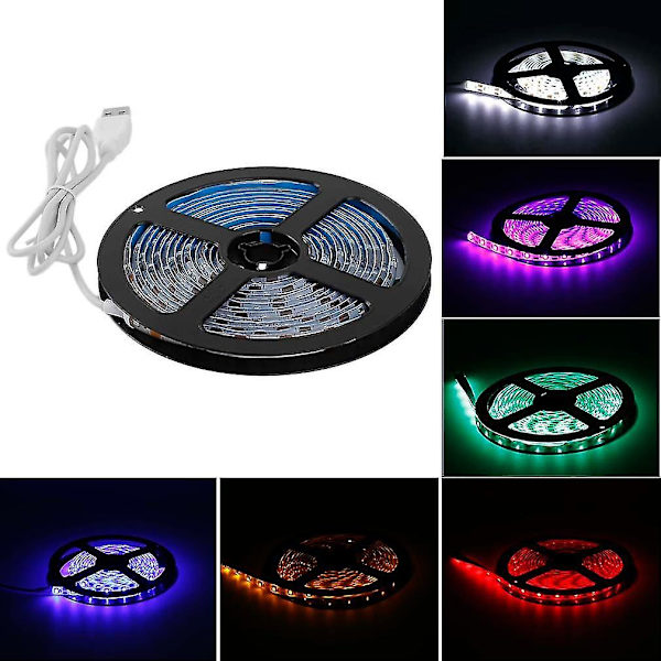 DC5V USB 300cm Vattentät LED-remsa SMD3528 TV-belysning
