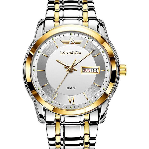 Ultraohut Miesten Kvartskello Kalenteri Vedenkestävä Rannekello Miehille Men's l622 black with silver edge