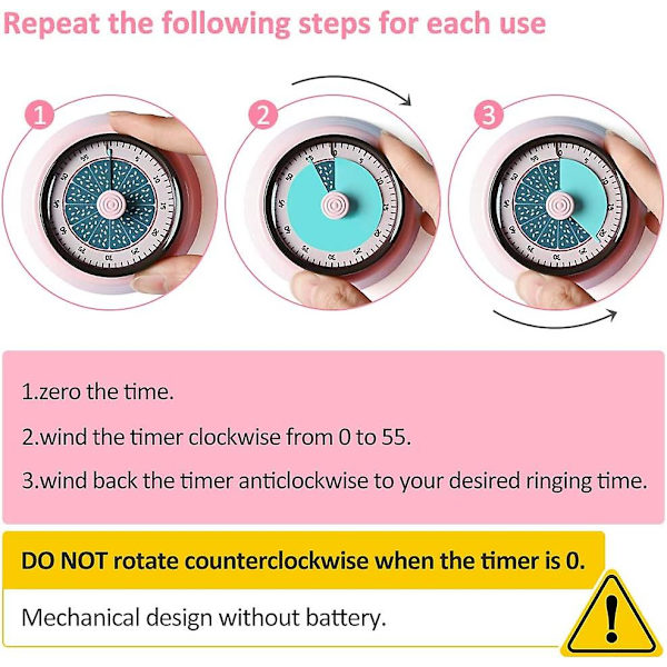 Kjøkken Manuell Eggtimer, Visuell Magnetisk Timer For Barn