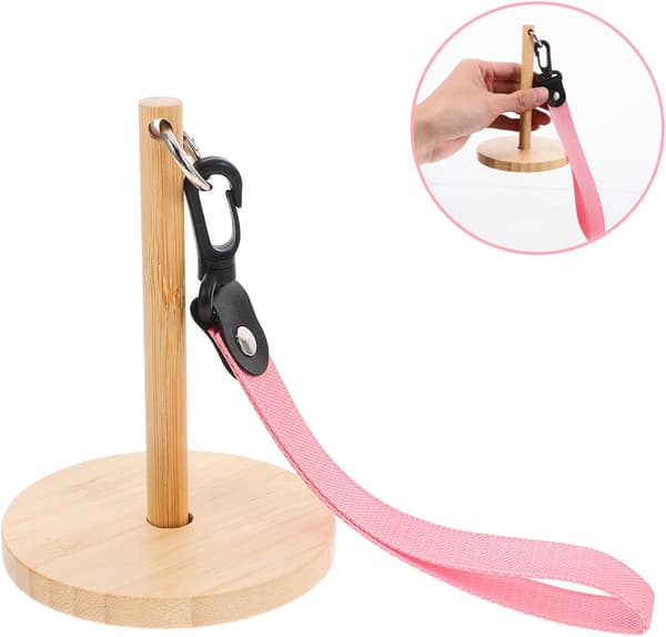 Bærbar bambusgarnspinner med håndleddsstropp, beige håndholdt vikleverktøy