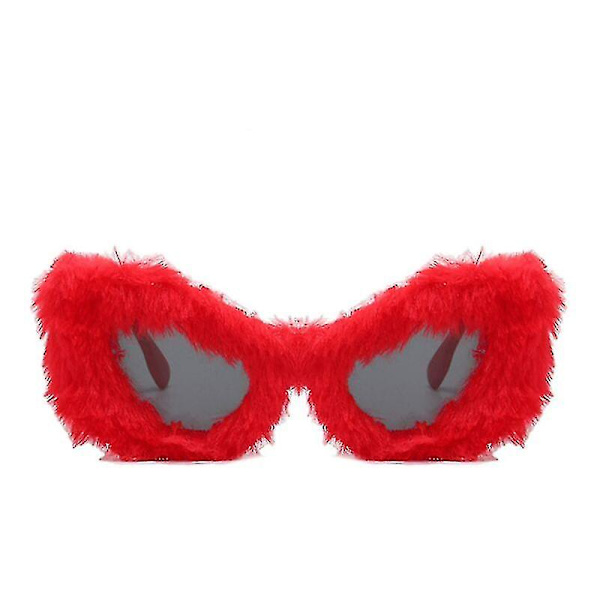 Plush Talvi Aurinkolasit Kissansilmä Muodikkaat Aurinkolasit Naisille (punainen)