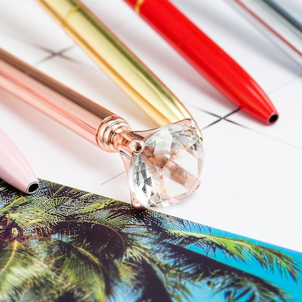 Kuglepenne, Kuglepenne Diamant Pen Pen Krystal Kuglepenne Sort Blæk Bling Kuglepen Kontorartikler Sjov Pen (3 stk, Rosenguld