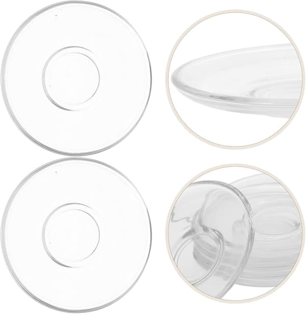 6 stk. teunderlag i glas 9x9 cm runde tefadsplader til snackopbevaring og sofabordsindretning
