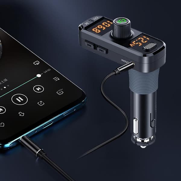 Bluetooth FM-sender til bil, Bluetooth 5.0 Billader Trådløs Radio Billader Adapter Kit