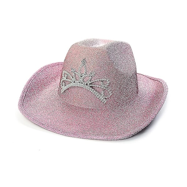 Voksen Bryllupsfest Cowgirl Hat Cowboy Hat Med Rullet Kant Western Jazz Hat Pink