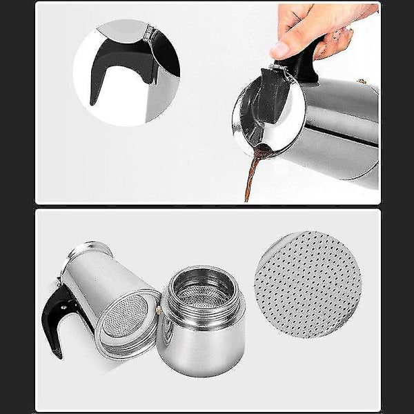 600 ml Kaffekanna i Rostfritt Stål, Mocha Espresso Verktyg
