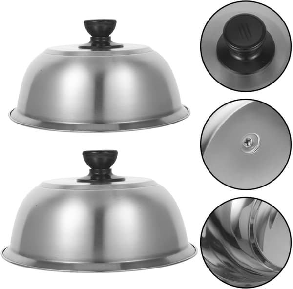 2 st steklock i rostfritt stål 20 cm 22 cm matlock basting dome gryttillbehör