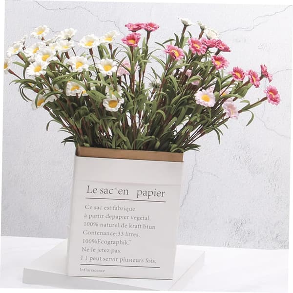 2 stk. kraftpapirpose tørrede blomsterholder hvid mode papirpose til opbevaringspose brugt