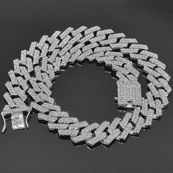 Kubanska Kedjor Halsband Silver/guld Kubanska Länkkjedjor Herrar Isad Ut Miami Bling Diamant Hip Hop Smycken För Kvinnor Wanke
