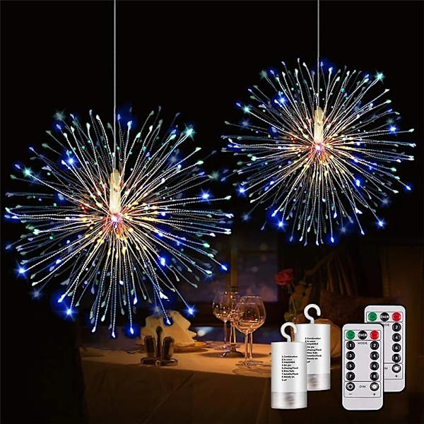 LED-ljusslinga 2 st 180 LED Fyverkeriljus 8 lägen