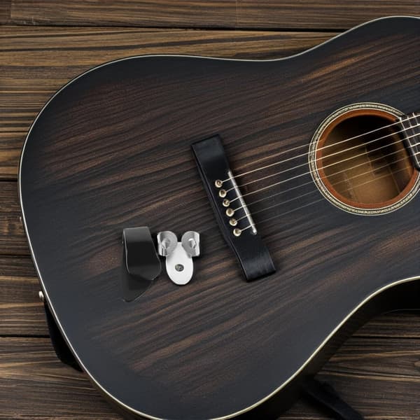 Metallgitarrfingerplektrum för akustisk och elektrisk gitarr inklusive 4 fingerplektrum i rostfritt stål