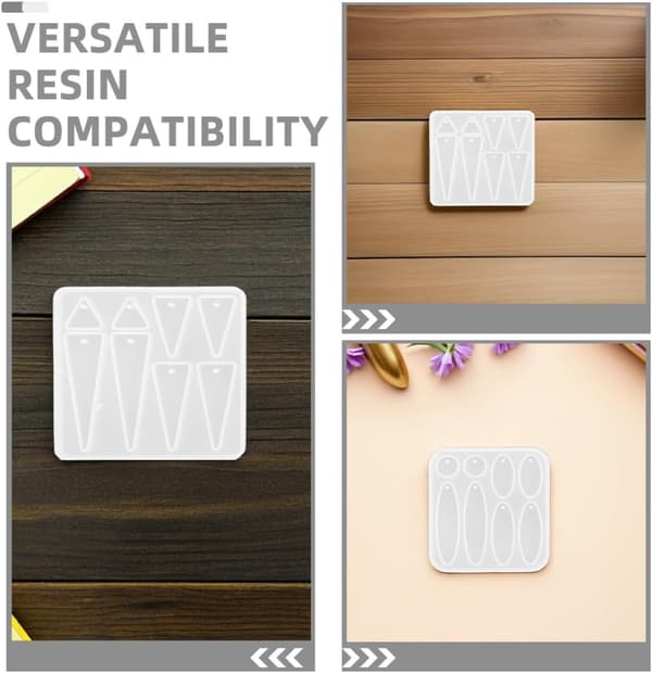 4 st geometriska örhängesformar i harts, ovala rektangulära triangulära silikongjutformar