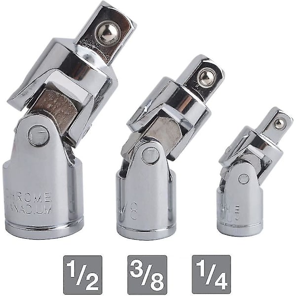 Impact Universal Leddstikkontaktsett Svingbar Drivadapter Reduserer Cr-v Stål Sølv Krom