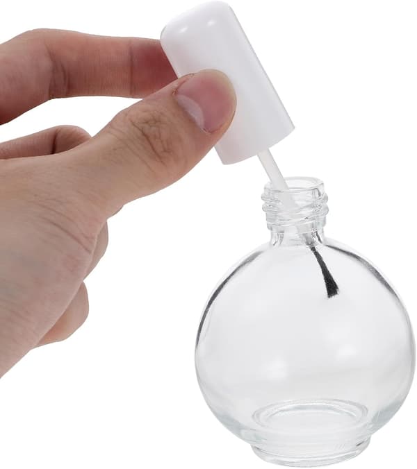 5 st tomma nagellacksflaskor i glas, liten borste, påfyllningsbara för DIY nagelkonstprojekt