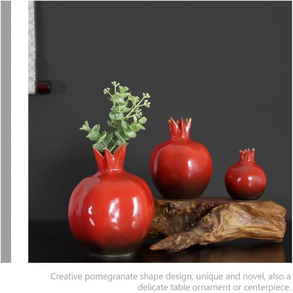 Kreativ keramisk blomstervase i granatæbleform med stabil base til hydroponik
