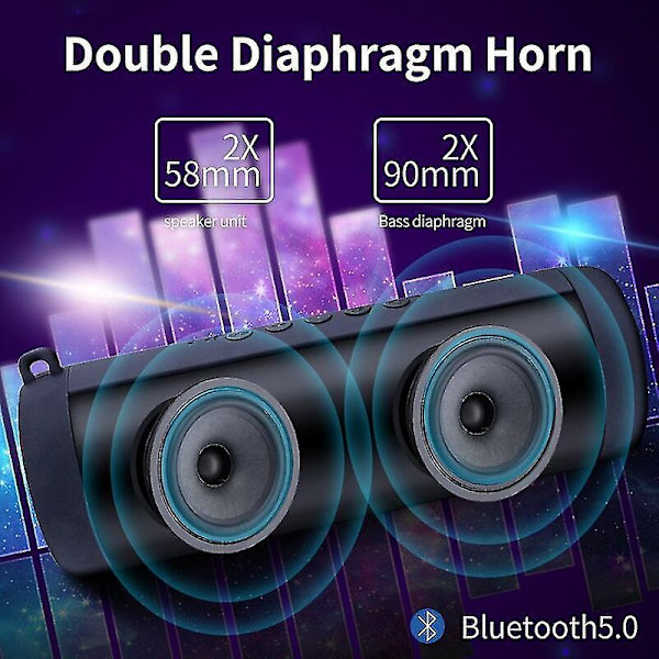 T2 Bluetooth-högtalare Bärbar Utomhus Trådlös Vattentät