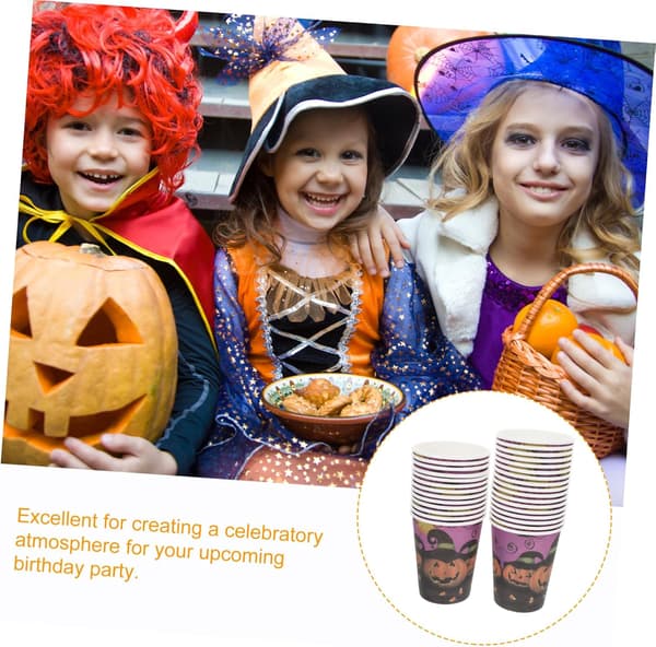 30 stk. Halloween papirkopper til fester og græskardesign til drinks til fejringer og sammenkomster