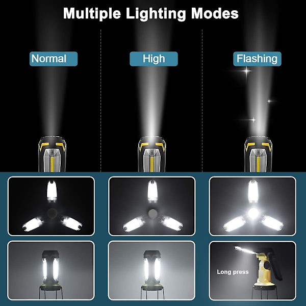 Campinglampe, LED Campinglygte 6 Lys Modi IP66 Vandafvisende 1200 Mah Powerbank USB Campinglampe Opladning Til Natfiskeri Udendørs Yellow