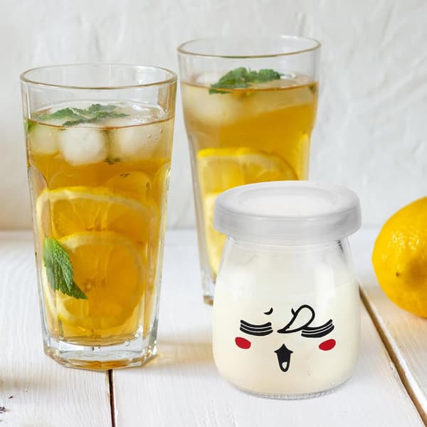 8 st puddingglasflaskor yoghurtflaskor 120 ml glas återanvändbara släta kanter bedårande tecknat mönster