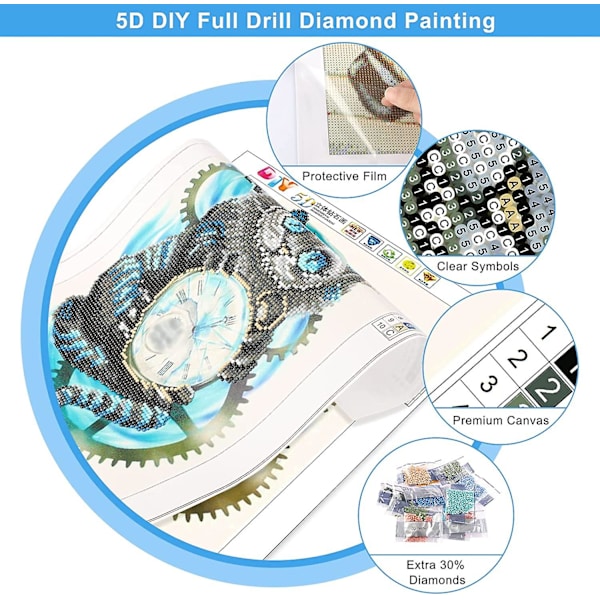5D Diamantmaleri Kit, Diamantmaleri, Urværk Rhinen Diamant Krydssting 30*40 Cm