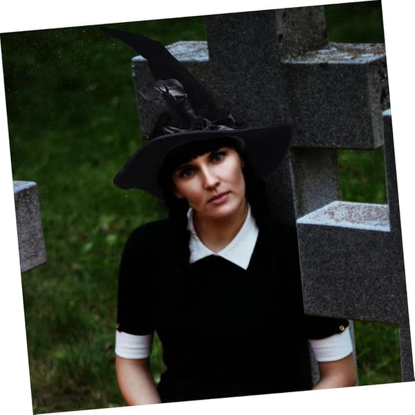 Halloweenhatt for kvinner menn svart trollmann kostyme tilbehør