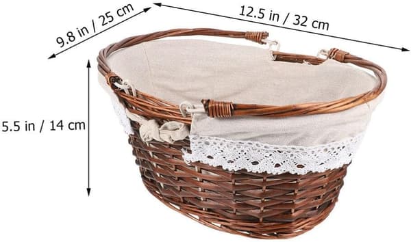 Flätad picknickkorg, 12,5 x 10 tum rektangulär khaki flätad korg