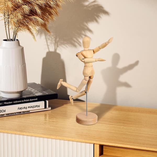Konst Träfigur Ställbar Ritfigur Modell Rörlig Ledad Trämannekäng
