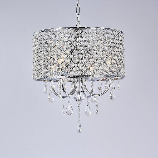 4-armet 40cm Krystal Lysekrone Metal Tromle Galvaniseret