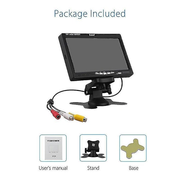 12V-24V 7\" TFT LCD HD-monitor för bil CCTV backkamera