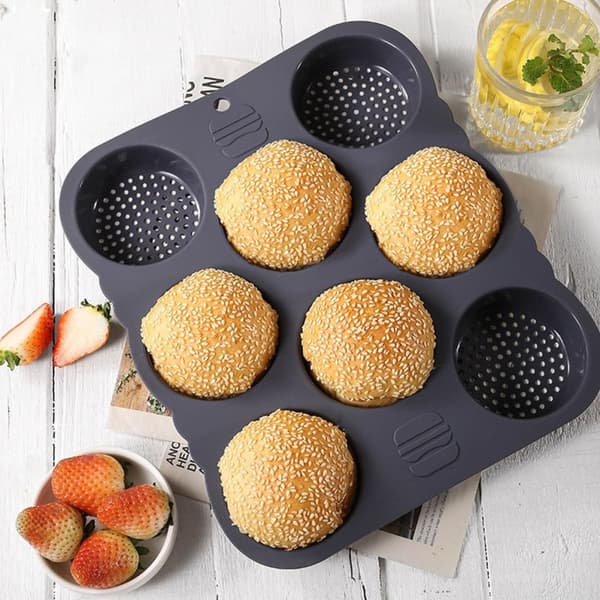8-hulrum silikone hamburgerform, multi-gitter burgerpande, rund non-stick glat design