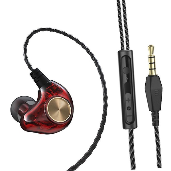 In-ear kablet øretelefon Subwoofer Stereo Bass Ørepropper Headset med mikrofon for telefon (blå)